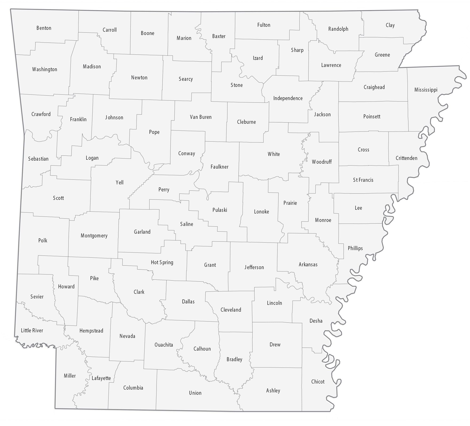 State of Arkansas County Results Link Map